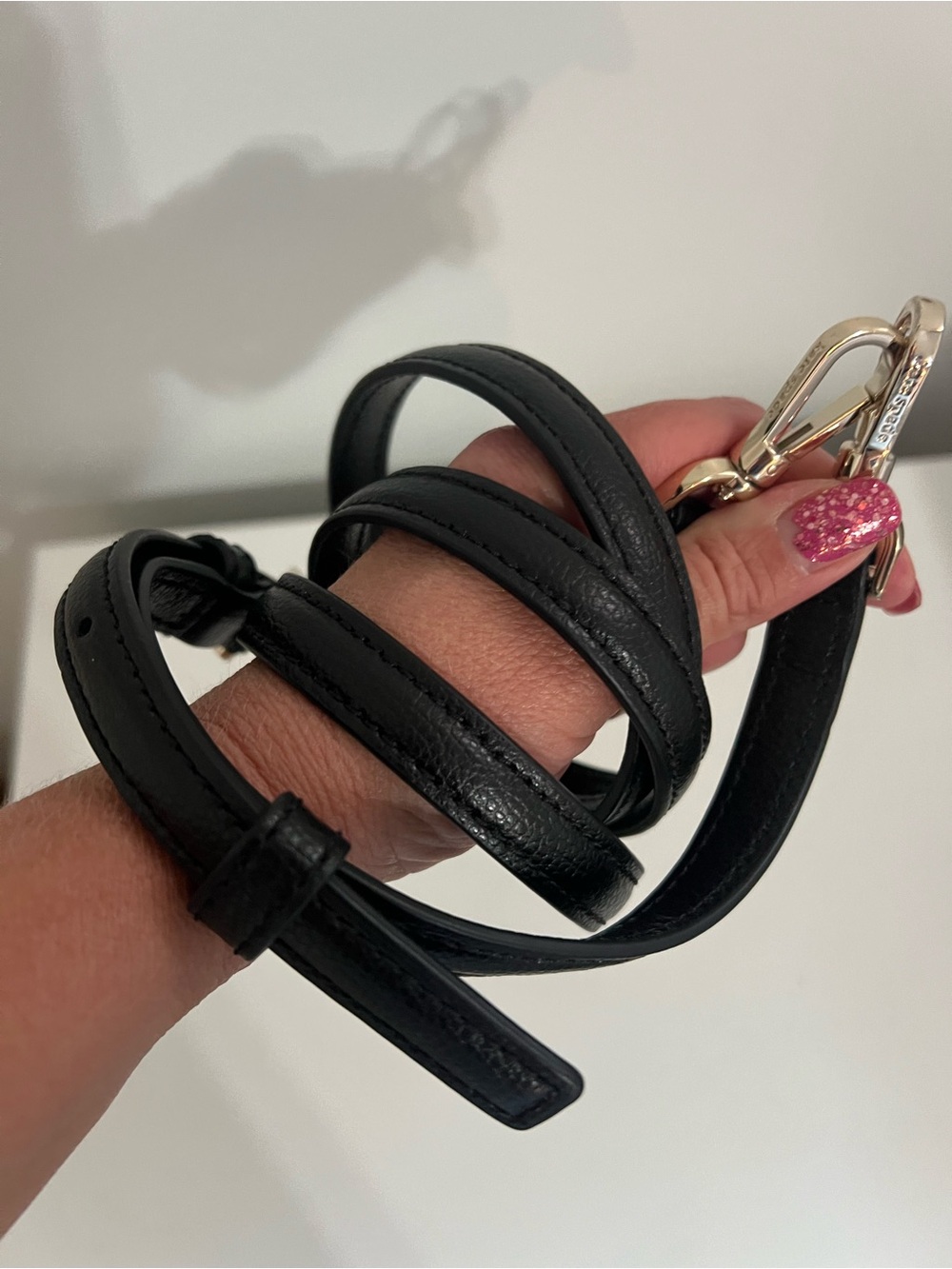 Like New Kate Spade Black Leather Crossbody Shoulder Strap with Gold Hardware - Picture 6 of 6